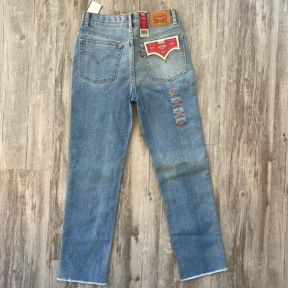 Levi’s Girls Size 12 Jeans‎ High Rise Straight Ankle Fray Hem Stretch NWT - Picture 3 of 8